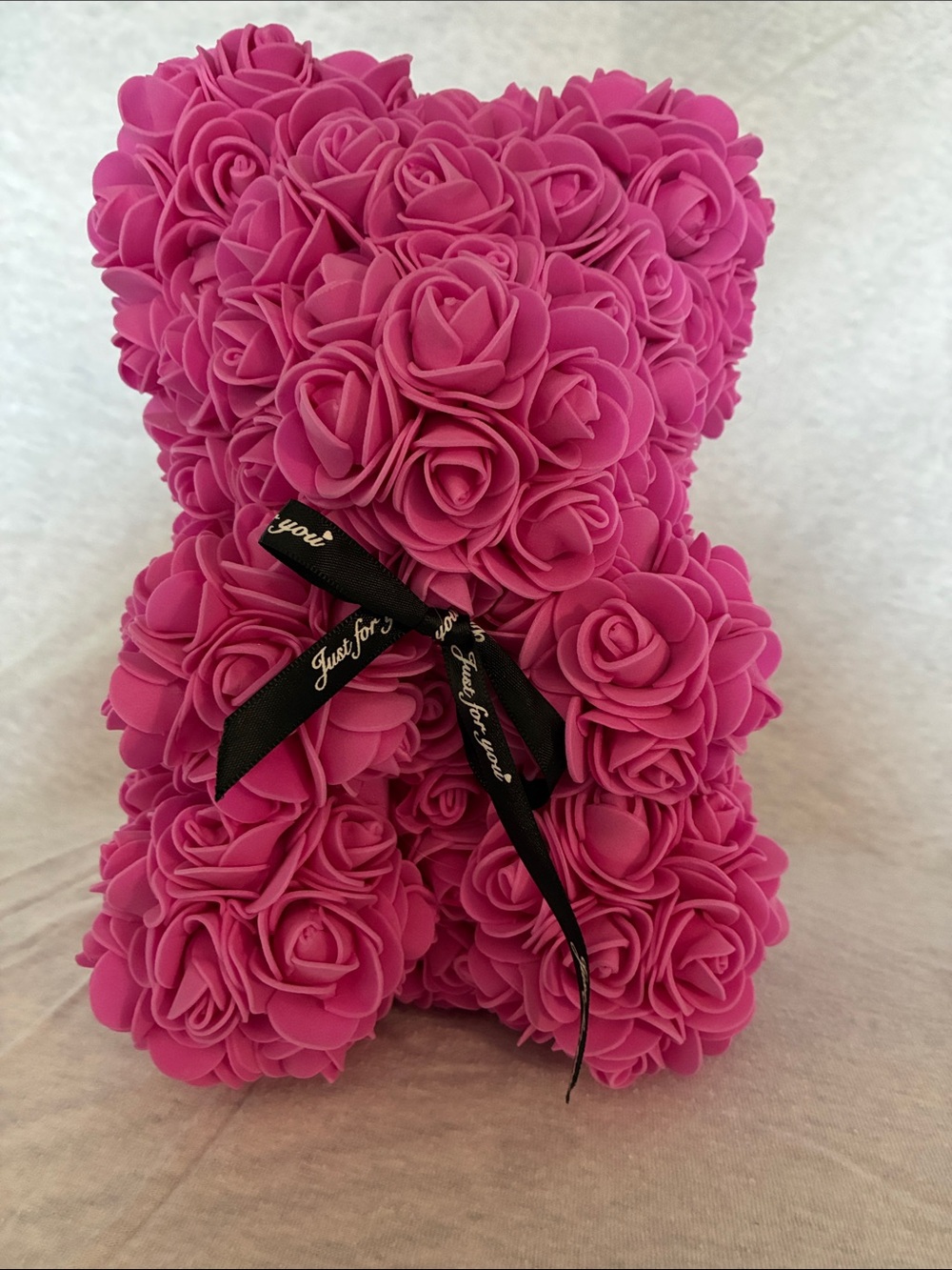 Rose Bear Plush Accent - Pink Floral “Just For You”